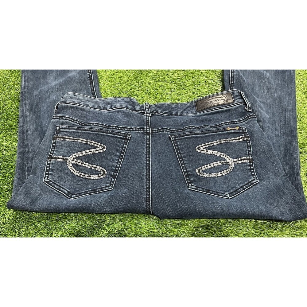 Seven7 Womens Y2K Jeans Blue 5 Pocket Slim Bootcut Denim Jeans Size 12 Sequin